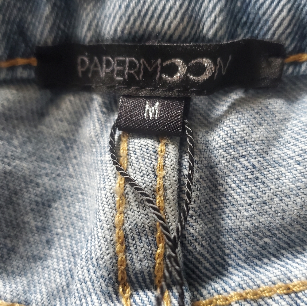 Papermoon new 2 tone wide leg high waist denim‎ jeans size medium - Picture 5 of 13